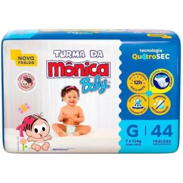 Imagem de Fralda 1 Pacote Turma da Mônica Baby Tam. G - 7 a 11 kg Com 44 Unidade