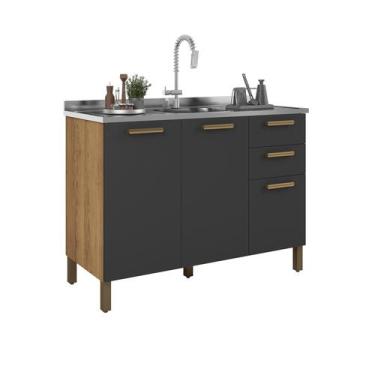 Imagem de Gabinete Gold Pia 118cm Armário Multiuso Balcão/Bancada 3 Portas 2 Gav