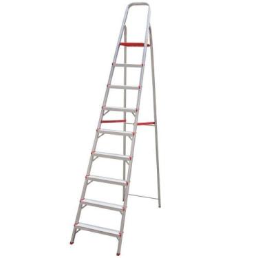 Imagem de Escada Doméstica em Alumínio 9 Degraus Suporta 120kg Robusta Leve Bota