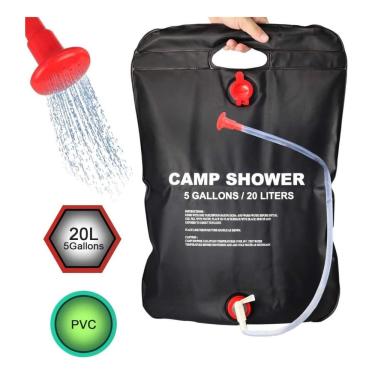 Imagem de Ducha solar portátil 20L com aquecimento para camping praia pesca chuveiro completo shower camp