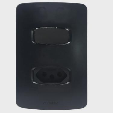 Imagem de Conjunto Interruptor Simples + 1 Tomada 10A Gracia Maxx Alumbra Preto
