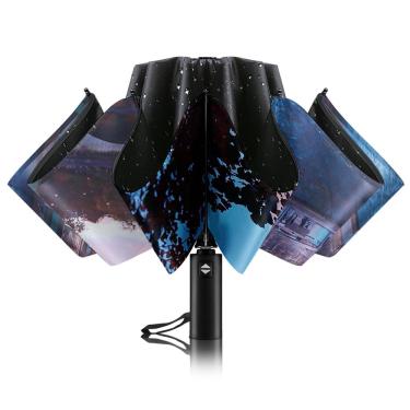 Imagem de Guarda-chuva Trenovo invertido à prova de vento para viagem com faixa reflexiva