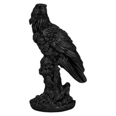 Imagem de Águia Tronco Decorativa Espanta Pombo Pomba Resina com 22 cm (Preta)