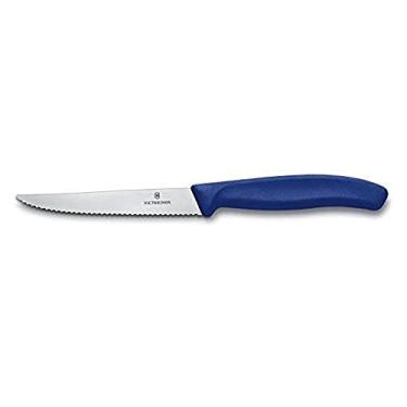 Imagem de Victorinox Faca suíça clássica de 10 cm com ponta de lança e serrilhada (azul)