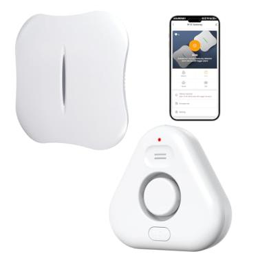 Imagem de STECHRO Detectores Inteligentes De Vazamento Água Para Wifi Residencial Com Alertas Aplicativo, Alarme Sensor Ajustável 120 Db, Detector Porões, Pias, Cozinhas E Lavanderias, 1 Gateway Recarregável