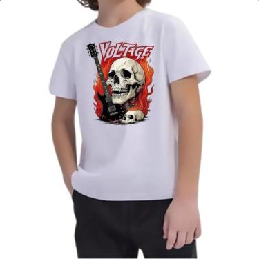 Imagem de Camiseta Infantil Caveira rock guitarra voltage - Alearts, 12