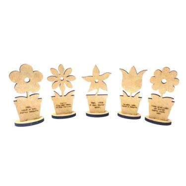 Imagem de 50 Lembrancinhas Dia Das Mães Modelo Vaso deFlores MDF Cru - Drackma