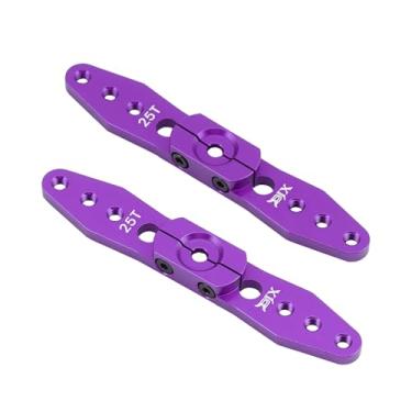Imagem de DJX 2Pack 25T Double Servo Horn Steering Arm 70mm Long for Airplane Futaba Savox Power Motor 1/8 1/10 RC Car(Purple)