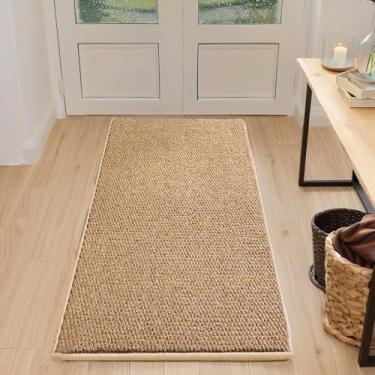 Imagem de Tapetes Boho para entrada lavável para porta da frente tapete de área de cozinha com fundo de borracha para área de cozinha, tapete antiderrapante de algodão tecido antiderrapante para entrada e sala