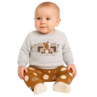 Imagem de Conjunto Bebê Menina Moletom Peluciado Com Bordado e Legging Estampada Kyly-Feminino