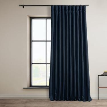 Imagem de HPD Half Price Drapes Cortina de escurecimento de quarto de linho extra larga (1 painel) 254 x 21332-84-DW, Nightfall Navy