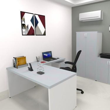 Imagem de Mesa Reta Natus 40mm 130 Bramov Móveis Branco/cinza Cristal