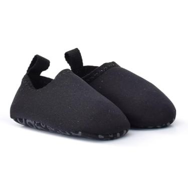Imagem de Sapatilha Infantis Aquática Antiderrapantes, Macias, Calce Fácil para Praia, Piscina, Natação, Surf, Barco, Pesca, Camping, Caminhada, Neoprene (PRETO, BR, Bebê, Faixa Numérico, 20, 21)