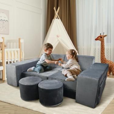 Imagem de Sofá infantil para brincar – espuma macia modular para sala de jogos, pepita conversível, perfeita para atividade, relaxamento e criatividade inspiradora
