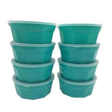 Imagem de 8 Potes Oitavados Com Tampa Marmita Sobremesa 700 Ml Verde - Dehaus