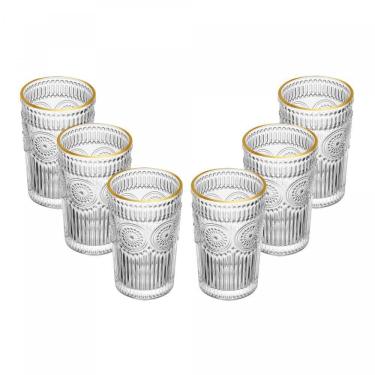 Imagem de Conjunto 6 Copos Altos Vidro Fio Ouro Mandala 380ml Wolff