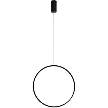 Imagem de Anel Redondo Simples Ultrafino Led Lâmpada Suspensa Criativa Iluminação Luminária Pendente Regulável De 3 Cores Para Lustre De Sala De Estar De Quarto, Black, 30x30cm