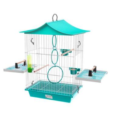 Imagem de Gaiola para Calopsita e Pássaros Domésticos com poleiro laterais Teto 