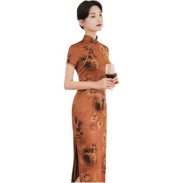 Imagem de Vestido Womes Chiese Verão Melhorado Cheogsam Vestidos Sati Manga Curta Estilo Orietal Eveig Baquet Festa Qipao Plus Size Retro Fashio, Style 3, XL