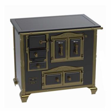 Imagem de Fogão a Lenha N° 02 Imperador Preto Gab. Chapa Vitrocerâmica Saída Direita S/ Tampa - Venax