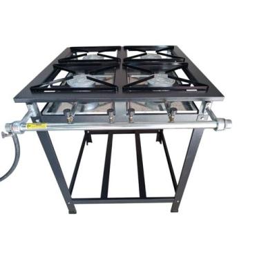 Imagem de Fogão Industrial 4 Bocas Caulim Alta Pressão 30x30 Kitchen Gourmet Pri