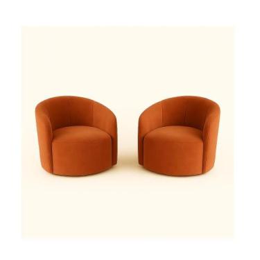 Imagem de Kit 02 Poltronas Curva Orgânica Nature Gaia Suede Terracota - Montanar
