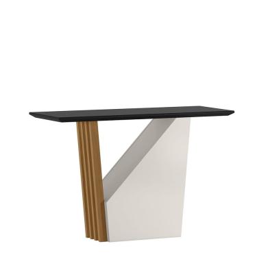 Imagem de Aparador de Sala com 120 x 45 de MDF e Tampo com Vidro 3mm Luna - Ype/Preto- EdeCasaMoveis