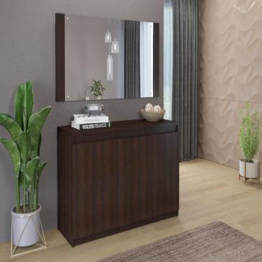 Imagem de Buffet Balcão Aparador Onix - MDF/MDP 3 Portas 1 Prateleira com Moldura e Espelho - Viero Móveis