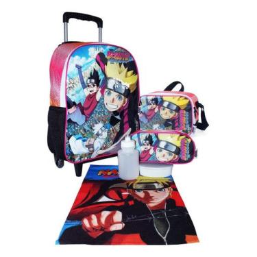 Imagem de Kit Mochila Boruto Naruto Rodinhas Original Lancheira Estojo - Clio