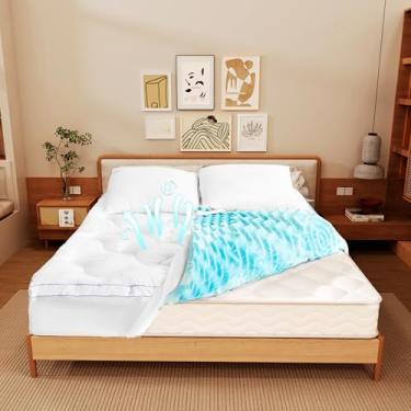 Imagem de Glendan Almofada de colchão de espuma viscoelástica de 10 cm, Queen, camada dupla híbrida de resfriamento, certificado CertiPUR-US