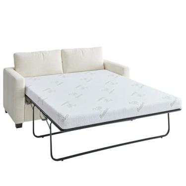 Imagem de Inofia Colchão de substituição para sofá-cama tamanho casal, colchão de espuma viscoelástica de gel de 4,5 polegadas com capa removível ultra macia para sofás-cama, tamanho casal - 185 x 132 x 11,4 cm