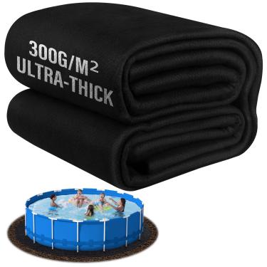 Imagem de TIXANF Forro de piscina de 3 m, forro de piscina acima do solo sem costura, almofada de revestimento redondo resistente pré-cortada, material geotêxtil durável, proteção contra perfuração, estende a