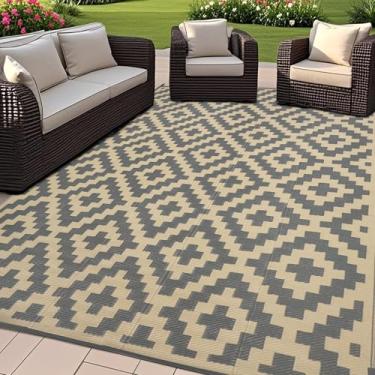 Imagem de SAND MINE Tapetes reversíveis, tapete de palha de plástico, tapete de área moderna, tapete de chão grande e tapete para ambientes externos, trailer, pátio, quintal, deck, praia, trailer, acampamento