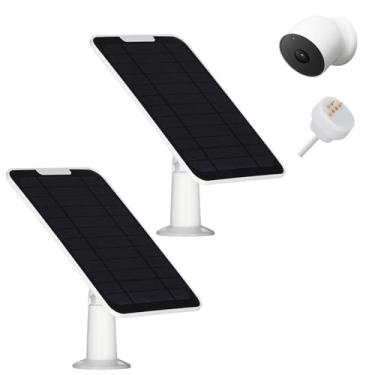 Imagem de Carregador de painel solar premium de 6 W compatível com Google Nest Cam externa ou interna (versão com bateria), com cabo de carregamento rápido de 4 m, à prova de intempéries IP65 e suporte