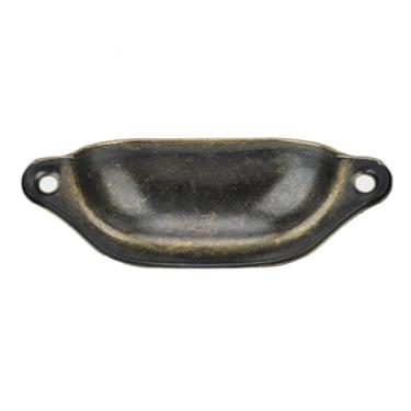 Imagem de ZJchao Antiga Puxar a Alça da Caixa da Casca, Alça da Gaveta da Gaveta Material de Ferro, Estilo Chinês Semi-circular para Estante de Peito de Medicamento Com Parafusos Incluídos (Cor de bronze)