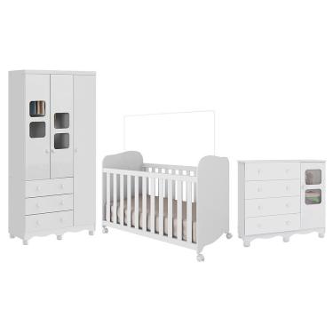 Imagem de Dormitório Infantil Uli Guarda Roupa 3 Portas, Cômoda e Berço - Móveis Peroba