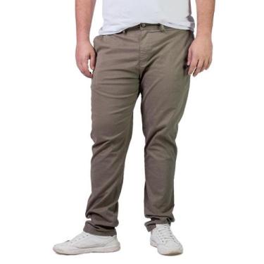 Imagem de Calça Masculina Sarja Slim Essencial Color Ogochi 002510019 Caqui, 42,