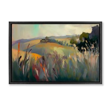 Imagem de Stupell Industries Paisagem de Planícies Tranquil Planícies Preta Emoldurada Tela Flutuante Design de Arte de Parede por Elara Yasna, 17 x 25