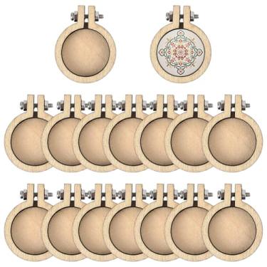 Imagem de CRASPIRE 20 peças de mini bastidores de bordado redondos de madeira pequenos pequenos aros de ponto cruz moldura ajustável círculo anel de madeira a granel para enfeites de casa faça você mesmo