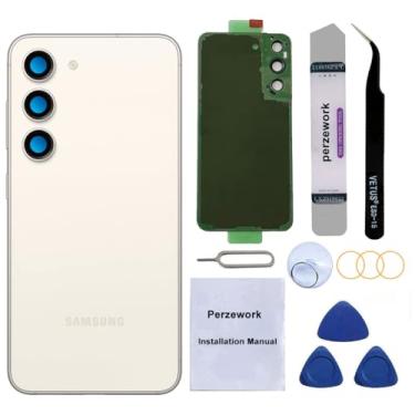 Imagem de Perzework Substituição de vidro traseiro OEM para Samsung Galaxy S23 Plus com kit de ferramentas de reparo e manual (creme)