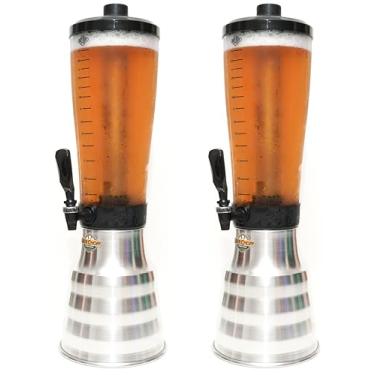 Imagem de kit 2 Torre Chopp 3,5 L Base Giratória Copo Acrílico Removível 4 Refil Aluminio