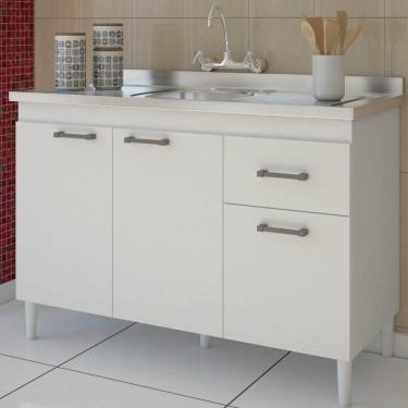 Imagem de Balcão de pia Brasil 120 cm 3 portas e 1 gaveta Indekes