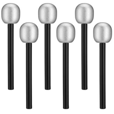 Imagem de NUOBESTY Microfone Infantil 6 Peças Prata Brilhante Brinquedo De Faz Conta Acessório Falso Para Fantasia Adereço Festa Aniversário Lembrancinhas