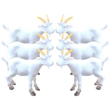 Imagem de NUOBESTY Mini Figuras De Cabra 6 Peças Plástico Realistas Animais Brancos Simulados Pequenos Cordeiros Modelos Ação Ovelha Brinquedos Educativos Aprendizagem Topo Bolo Para Decoração Jardim Fadas