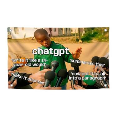Imagem de Bandeira de meme positivo de 9,5 x 1,5 m com citação "Chatgpt" com quatro ilhós de latão - Bandeiras decorativas de tapeçarias de poliéster para dormitório universitário - Banner de um lado para
