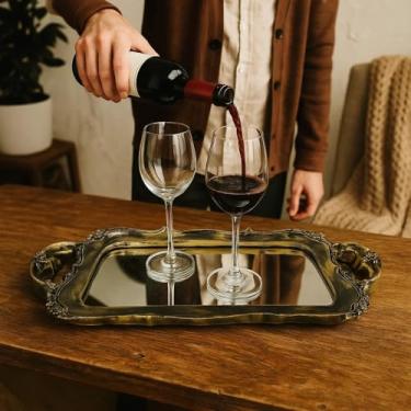 Imagem de Bandeja Espelhada Decorativa Grande Vintage com Moldura Provençal 50 Cm Casa Escritorio Aparador (Ouro Velho)