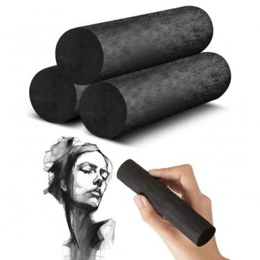 Imagem de Gueevin 3 peças de palitos de salgueiro jumbo de carvão de salgueiro de 1,79 a 2,94 cm, desenho grosso de salgueiro macio para esboçar suprimentos de artistas, preto