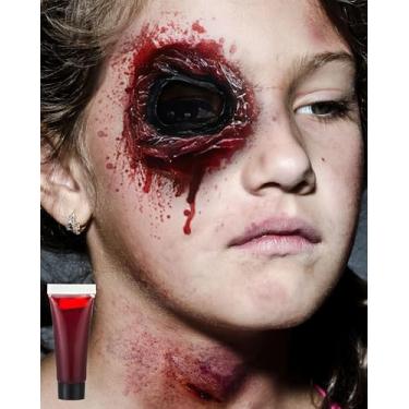 Imagem de Libima 1 peça de cicatrizes de Halloween, próteses de Halloween, látex, feridas falsas, acessórios de fantasia de látex com sangue falso realista (corte ocular)