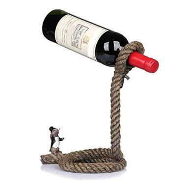 Imagem de Suporte de vinho de bancada corda suspensa mágica suporte de vinho ilusão flutuante suporte de garrafa mágico novidade presente ornamentos de resina para decoração de mesa suporte de vinho para