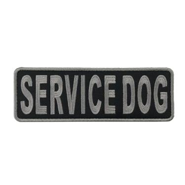 Imagem de uuKen Bordado cinza subjugado K9 grande cão de serviço bordado militar tático patch 15 x 5 cm com gancho traseiro para colete tático ou coleira K9 (preto e cinza, 15 x 5 cm)